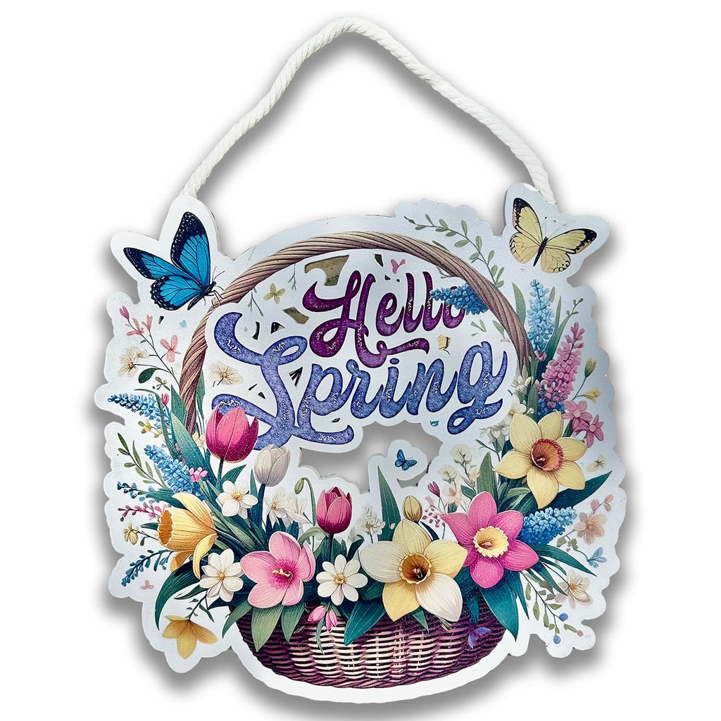 Spring Cut Put Hello Spring Cut-Out Door Hanger – Works of Heart